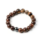 Agarwood Bracelet with Single Hematite Bead