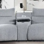 Fullar - Modular Console With Wireless Charger - Light Gray Chenille
