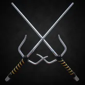 21" Chrome Sai with Black & Gold Plastic Wrapped Handle