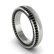 1.2Ct Black Diamond Double Halo Wedding Band - Lux No. 9