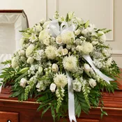 Cherished Memories White Half Casket Cover