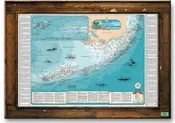 Lobster Trap Framed Florida Keys Shipwreck Chart