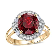 AAA Usambara Color Change Garnet and Luxuriant Lab Grown Diamond G-H SI 3.79 ctw Ring in 10K Yellow Gold (Size 6.0)