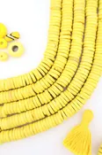 10mm Yellow Bone Heishi Discs Spacer Beads, 80 pieces