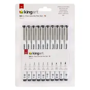 Kingart Inkline 10 Piece Black Fine Line Pen Set