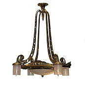 Antique Art Deco - Neoclassical Brass Chandelier