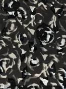 Black/Gray/White 100% Polyester Floral Print Jacquard Chiffon 57W