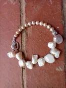 Cream Double Pearl Bracelet with Sterling Heart Clasp