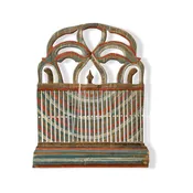 19thc. Norwegian Original Painted & Carved Pine Tape Loom.