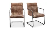 Ansel Arm Chair Grazed Brown Leather - Set Of Two