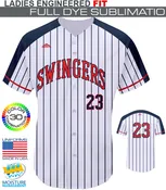 1056 | Pinstripes Custom Full Button Short Sleeve Fast-pitch Jersey