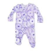 2 Way Ruffle Back Zipper Footie - Lacy Lavender Floral