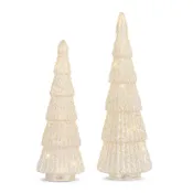 14.25" Lighted Champagne Glitter Trees