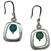 349-TURQ-S THE MOO EARRINGS (TURQUOISE ON SILVER)