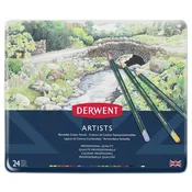 Derwent 32093 Artists Colored Pencils, 4mm Core, Metal Tin, 24 Count