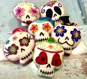 4” Embroidered Multi-Color Skull Ornament