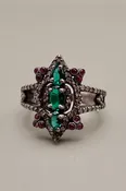 GREEN TURMALINE - RUBIES & DIAMONDS RING