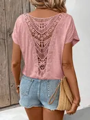 Women's Backless Crochet Short-Sleeve Top