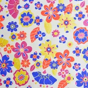 60's Flower Power Cream Yellow/Orange/Pink/Red Metallic