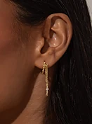 Cross and Chain Huggie Earrings