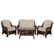 Alexa Living Room Set of 4 pieces with Loveseat, Dark Walnut color