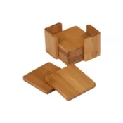 3 3/4″ x 3 3/4″ Bamboo Square 6-Coasters Set with Holder