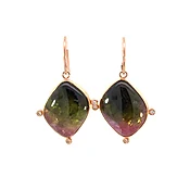 Cabochon Watermelon Tourmaline Earrings