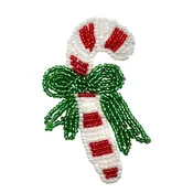 Candy Cane Beaded Appliqué - 3" x 2"