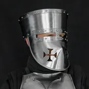 Crusader 16G Pot Helmet with Templar Face Guard