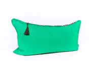 14" x 26" Lumbar Cover in Green Linen with Gingham Back