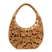 Hand-Carved Poppies Hollow Tote
