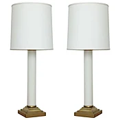1930s Glass Lamps Hollywood Regency White - a Pair