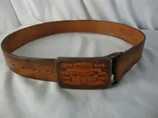1970s Levi Strauss & Co Leather Belt Buckle and Mens Size 32 Leather Belt