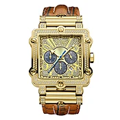 Men's JBW Phantom Chronograph 2-3/8 CT. T.W. Diamond and Crystal 18K Gold Plate Strap Watch (Model: JB-6215-238-A)
