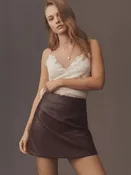 Basket Weave Faux Leather Mini Skirt