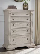 Andonhall Five Drawer Chest - Antique White