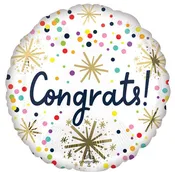 18" Rainbow and Gold Confetti Congrats Foil Helium Balloon