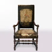 17th Century French Walnut Fauteuil Armchair