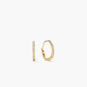 14k Gold Handcrafted Pavé Diamond Huggie Hoop Earrings - Jewelry | Mejuri