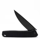 Black React Folding Knife - Grooved G10/Black Coated
