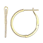 14k Gold And Diamond Small Hoops