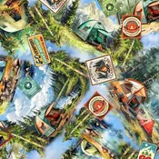 Michael Miller Girls Gone Camping Great Destinations Sky DCX12760-SKYX-D 100% Cotton Fabric 44/45" wide