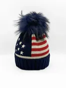 Angora Wool Stars & Stripes Hat in Navy