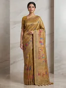 Mustard Art Silk Printed Saree