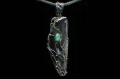 Alena Zena Agate Slice with Australian Blue Opal & Turquoise Pendant, Item# AZ-400
