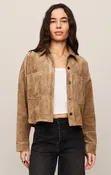 All Day Cropped Suede Jacket - Light Sand