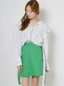 Belt Design High Waisted Mini Skirt