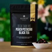 August Uncommon Tea Decaf Dark Iris - Peach Pistachio Black Tea