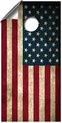 Vintage American Flag Cornhole Board Wrap Set LAMINATED