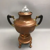 Antique Copper Electric Coffee Percolator with Glass Lid &Wood Handles (13")(No Cord)